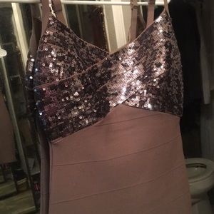 Grey Sequins Bandage Dress